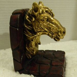 CBK Ldt Ceramic Gold Horse Head Bookend 1997 Western Equine  Cowboy MCM